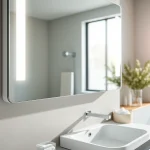 Spiegelschrank mit LED Beleuchtung im eleganten Badezimmer mit modernem Design