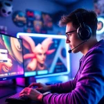 Masuk ke bensu4d login game dengan gamer berfokus di ruangan gaming yang stylish.