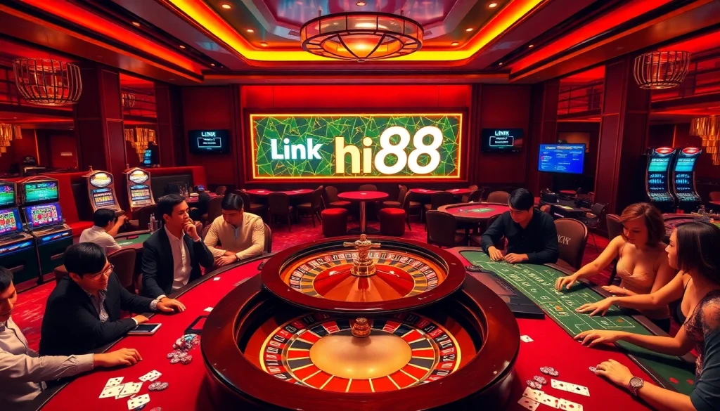 Experience the thrill of the casino with Link hi88 as players enjoy roulette and poker games in a luxurious setting.