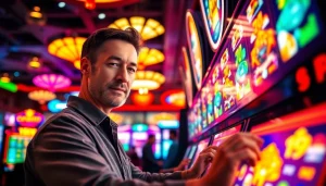 Masuk ke sayapbola login slot dengan pemain bersemangat di kasino yang penuh warna.