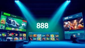 Experience the dynamic gaming interface of 888new, featuring a modern design for sports betting and casino games.