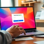 Masuk ke platform permainan online dengan antarmuka komengtoto login di laptop.