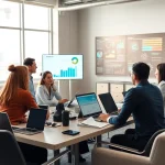 Showcase IT Companies collaborating in a vibrant office setting, demonstrating teamwork and innovation.