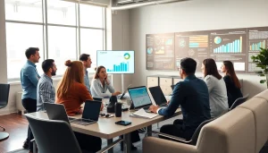 Showcase IT Companies collaborating in a vibrant office setting, demonstrating teamwork and innovation.