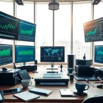 Engaging technology workspace highlighting advanced gadgets and data analysis tools.