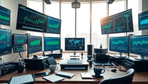 Engaging technology workspace highlighting advanced gadgets and data analysis tools.