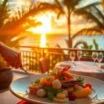 Experience the culinary art of a Private chef Sint Maarten with exquisite dishes on a tropical terrace.