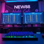 Engaging gaming environment featuring Nhà Cái NEW88 with vibrant RG lighting and modern design.