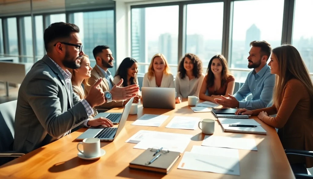 79king team engaged in a dynamic strategy session in a modern conference room.