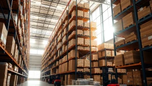 Find a warehouse near me showcasing organized inventory and modern equipment.