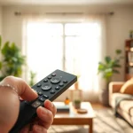 Experience the latest Iron TV Pro remote in a cozy, modern living room setting.