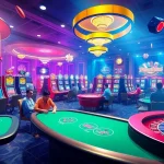 The lively casino scene at KJC AC 1 showcasing players engaged at tables and slot machines.