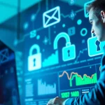 Analyze Email Security & Archiving metrics with a sleek digital interface and professional cyber security atmosphere.