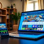 TV88 online gambling platform showcased in a modern home office.
