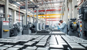 Ndfeb magnets manufacturer in china showcasing a modern production facility with skilled workers and advanced machinery.