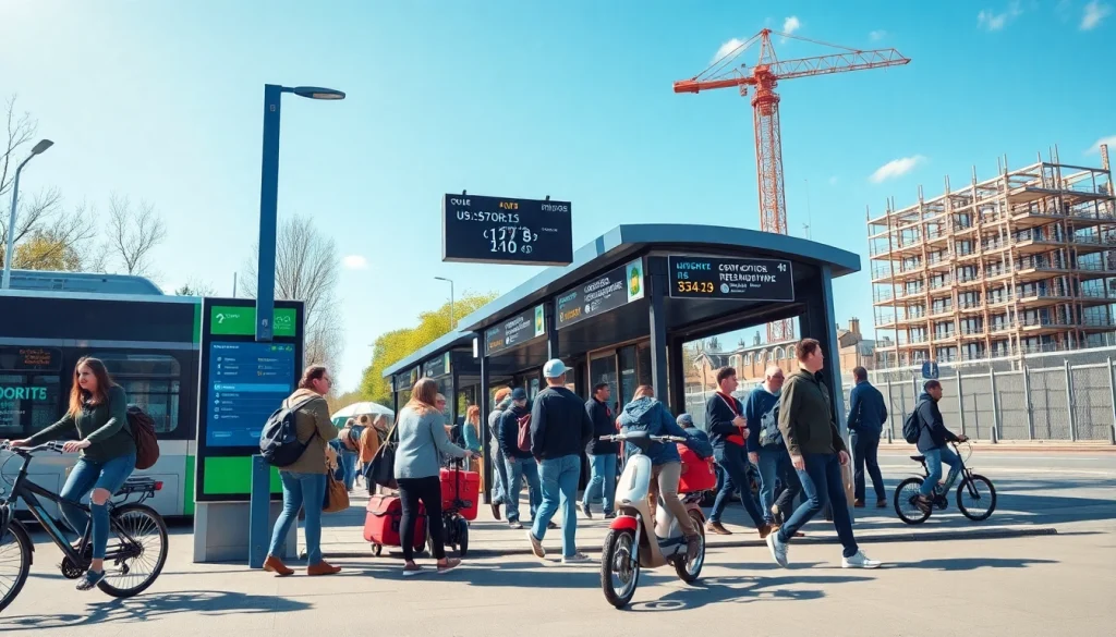 Coventry transport hub showcasing real-time updates at https://coventryhub.co.uk/transport/ with commuters and digital displays.