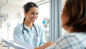 Engaging scene at https://tweestedenziekenhuis.nl with healthcare worker helping a patient in a professional hospital setting.