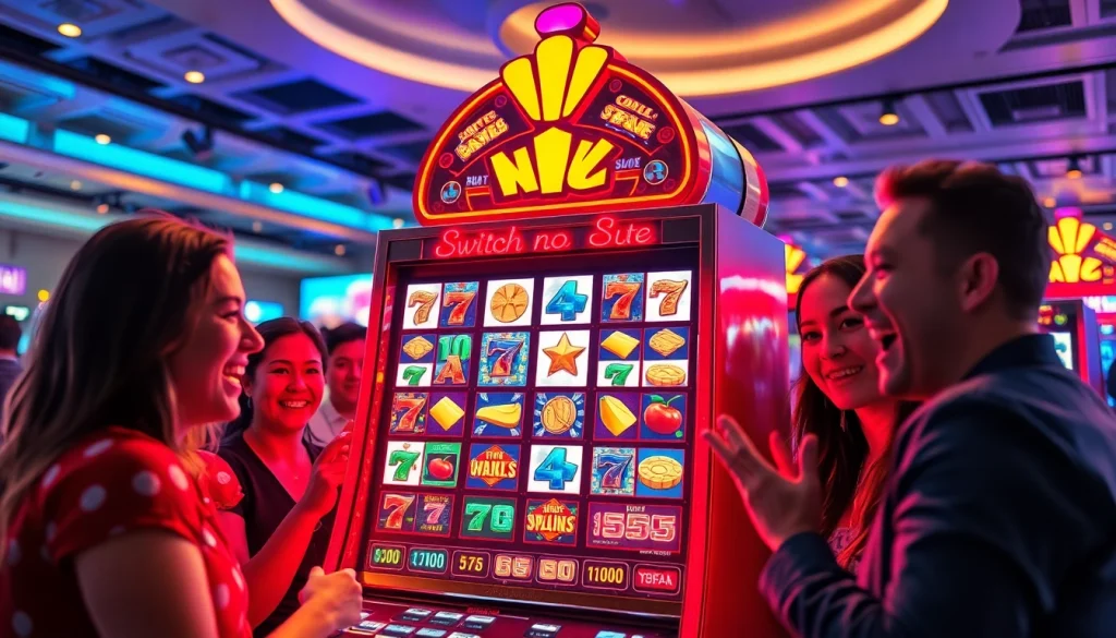 Menangkan hadiah menarik dengan slot bet kecil yang menggambarkan suasana ceria di kasino.