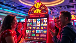 Menangkan hadiah menarik dengan slot bet kecil yang menggambarkan suasana ceria di kasino.