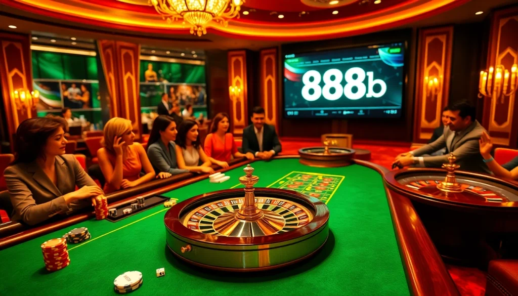 Experience the excitement of đăng nhập 888b at a luxurious casino table filled with chips and dice.