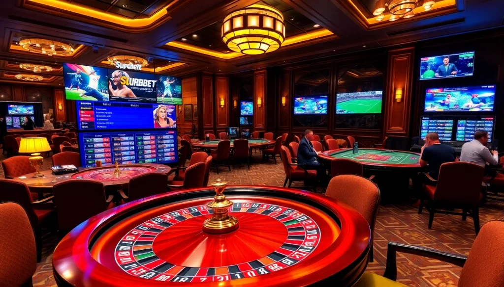 Experience Superbet's thrilling online gambling with a vibrant casino scene featuring roulette and live betting.