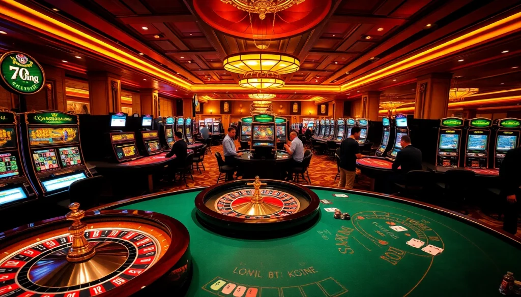 Engage with the excitement at 79king casino, featuring players at vibrant gaming tables.
