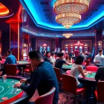 Exciting scene at Nhà cái GG88 showcasing diverse players enjoying various games in a vibrant casino atmosphere.