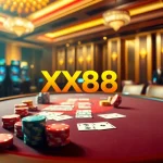 Experience the thrill of Nhà cái XX88 with vibrant casino gaming scenes and luxurious elements.
