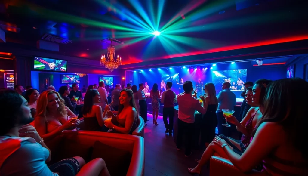 Experience the vibrant nightlife at Club sxm with stylish patrons and engaging performances.