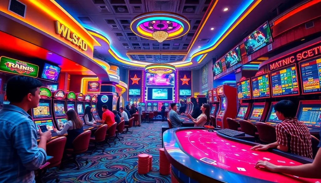 Explore the thrilling atmosphere of 78winbiz.com featuring dynamic gaming experiences and vibrant casino visuals.