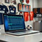 Menampilkan perjudian judi bola di laptop dengan suasana yang dinamis.