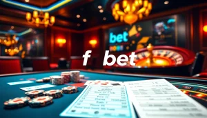 Betting scene showcasing f8bet with poker chips and a digital betting interface.