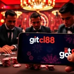 A thrilling casino scene showcasing players engaged in poker at hit club go88, with vibrant slot machines and a roulette wheel in action.