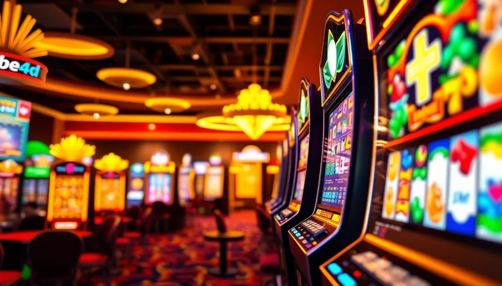 Kode4d online gaming platform highlighting vibrant slot machines and secure digital interfaces.