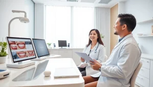 veneers malaysia showcase in a modern dental clinic with a friendly dentist