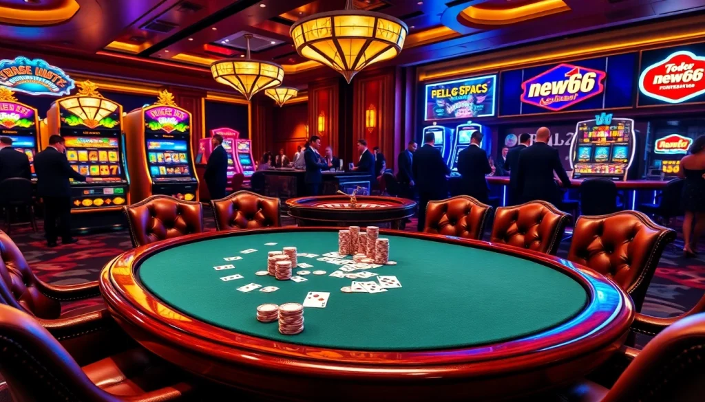 Experience the excitement of gambling at new66 with luxurious poker tables and vibrant slot machines.