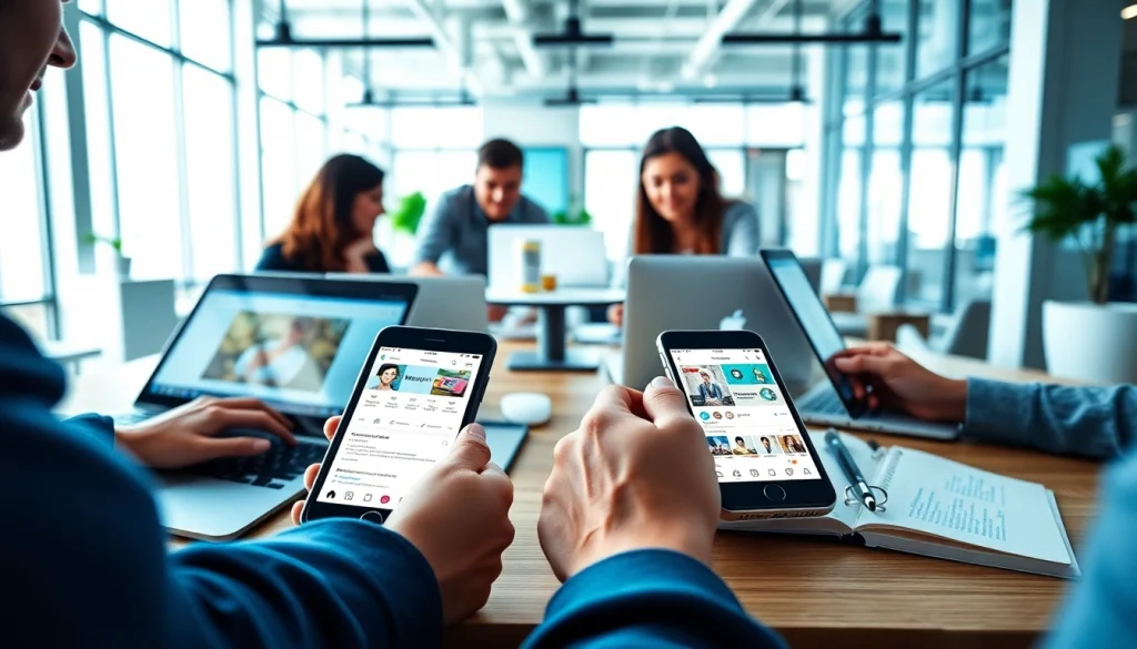 Team collaborating on an Instagram smm panel strategy in a modern workspace