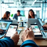 Team collaborating on an Instagram smm panel strategy in a modern workspace