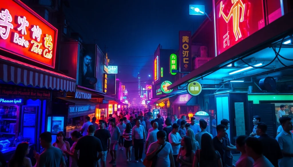Experience 베트남밤문화 with vibrant nightlife, lively crowds, and neon-lit streets.