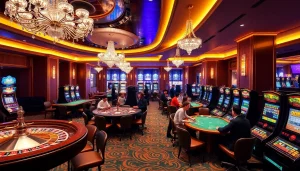 S8 casino players engaging in exciting games at a vibrant and luxurious gambling venue.