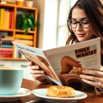 Enjoying coffee and reading a magazine at a cozy coffee shop for a UK Lifestyle Blog inspiration.