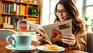 Enjoying coffee and reading a magazine at a cozy coffee shop for a UK Lifestyle Blog inspiration.