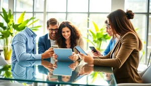 Engaging with mobile CRM software in a collaborative business environment.