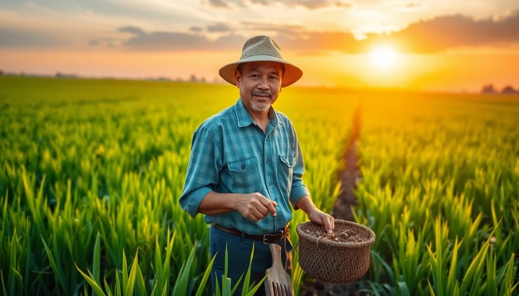 Petani toto bekerja keras di ladang padi yang subur dengan alat pertanian tradisional.