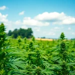 Cultivation de cannabis legal espagne dans un champ verdoyant et ensoleillé.