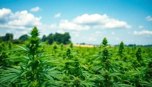 Cultivation de cannabis legal espagne dans un champ verdoyant et ensoleillé.