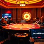 Players engaged in poker at a luxurious table, inspired by https://uu88ae.com/ for an immersive gaming experience.