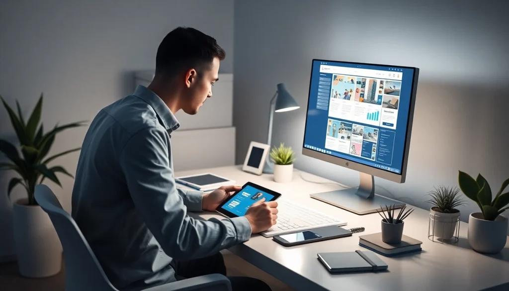 Professional web designer creating a high-quality thiết kế web in a modern workspace