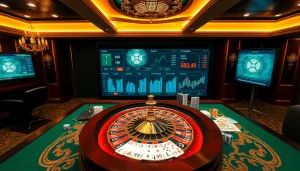 Experience the thrill of lc88 đăng nhập as players engage with a vibrant online casino interface featuring roulette and poker.