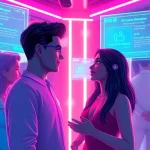 Dynamic virtual dating scene highlighting ai sex interactions among digital avatars
